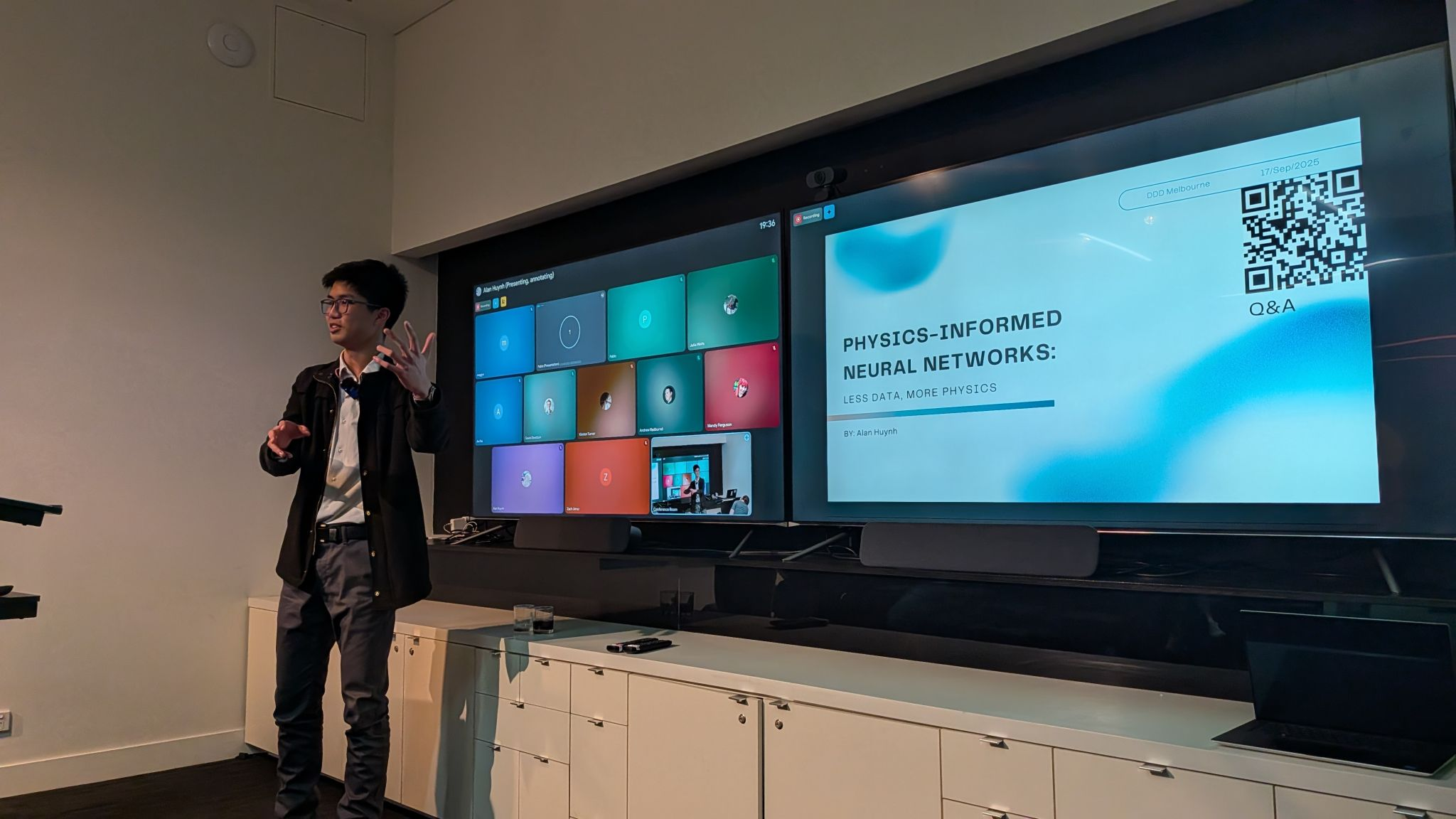 Alan presenting Physics-Informed Neural Networks at DDD Melbourne